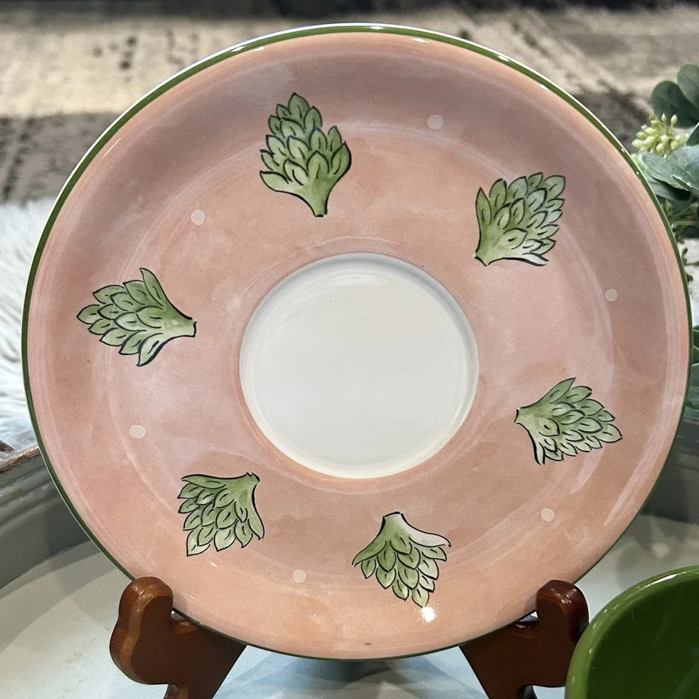 Bois D'Arc Tutti Fruitti by Essex Collection Cup & Saucer Set- Artichoke Design